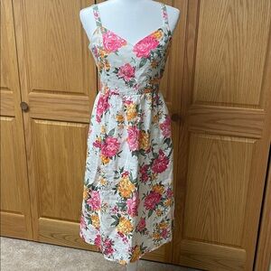 Cynthia Rowley Linen Floral Dress in Size 10